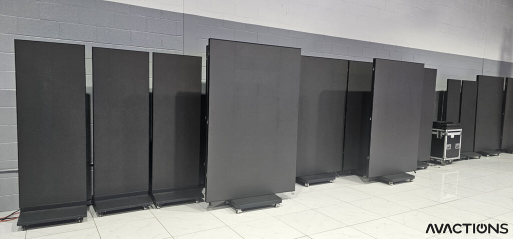 Image of LED posters displaying a blank screen at AV Actions studio